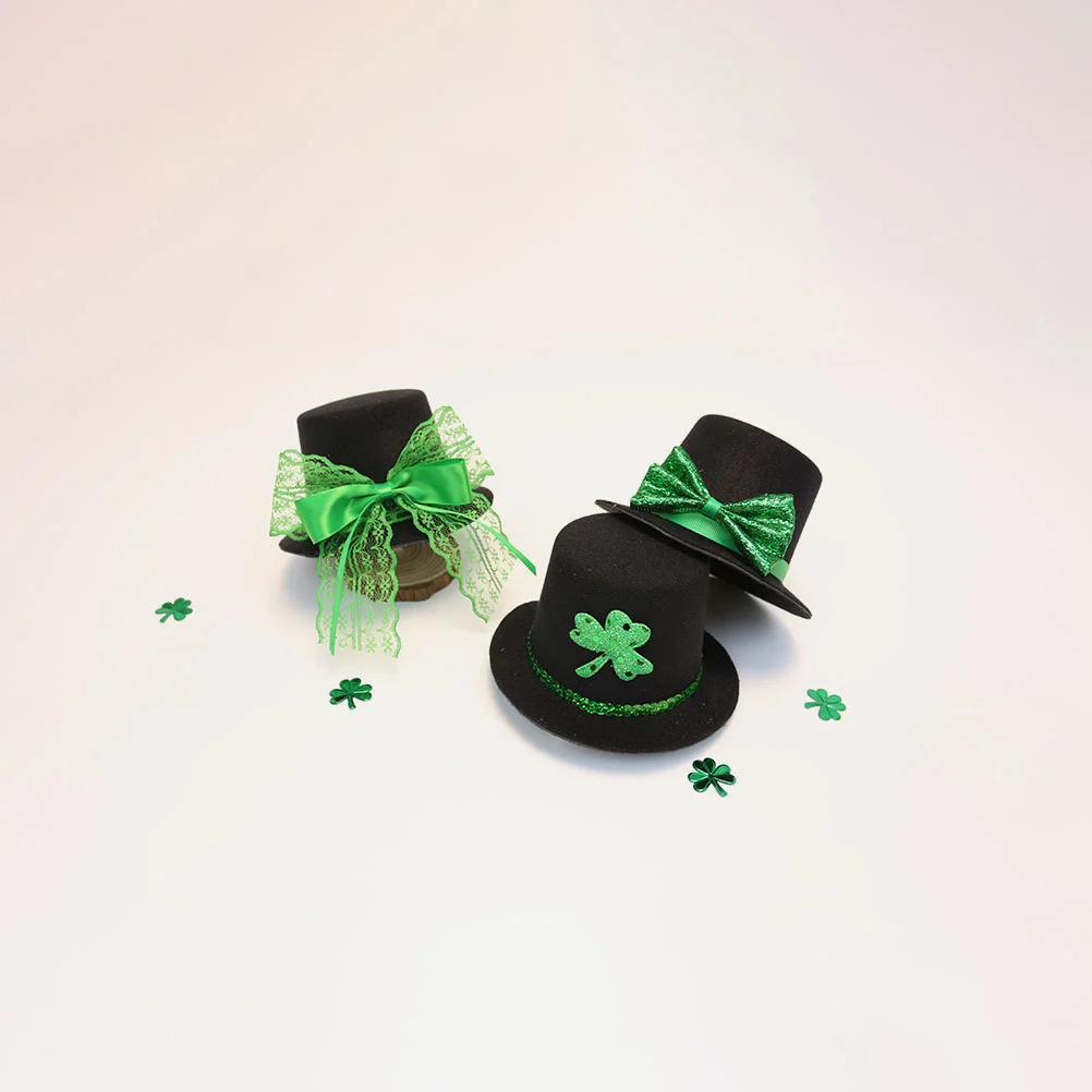 

Green Hair Bow Hat Hairpin Satin Bonnet Women Kids Shamrock St Patrick's Day Party Headdress Decorative Hair Clip Stylish