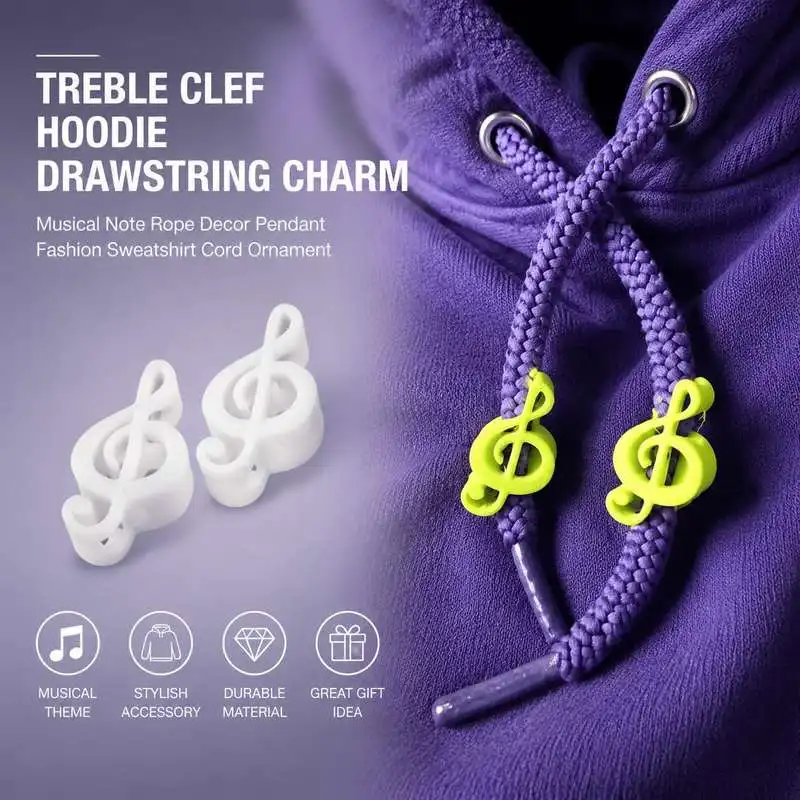 Treble Clef Hoodie Drawstring Charm Music Note Cord End Pendant Decor For Hooded Sweatshirt Accessory