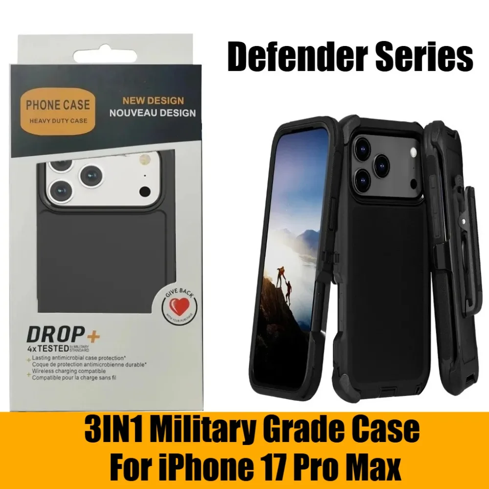 

Противоударные чехлы военного класса 3IN1 для IPhone 17 Air 16 E 15 14 Plus 13 12 11 Pro Max OTT Прочный защитный чехол Armor BOX