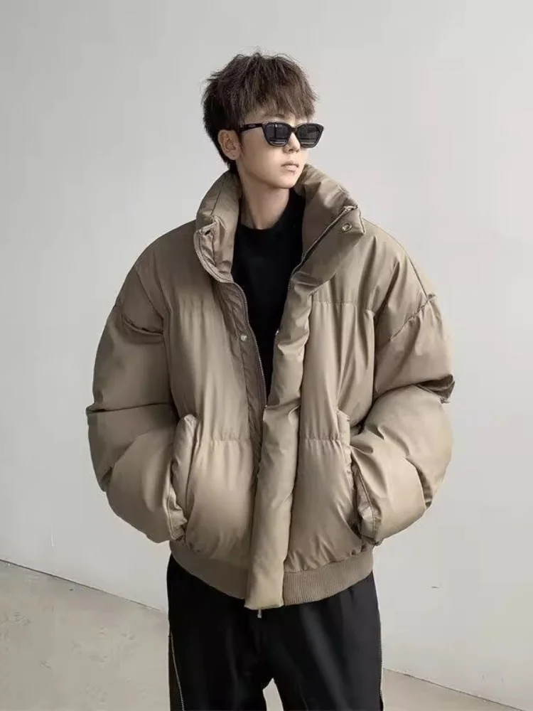 

Мужская зимняя утепленная куртка-пуховик с воротником-стойкой, в стиле High Street, из полиэстера, повседневная, с длинными рукавами