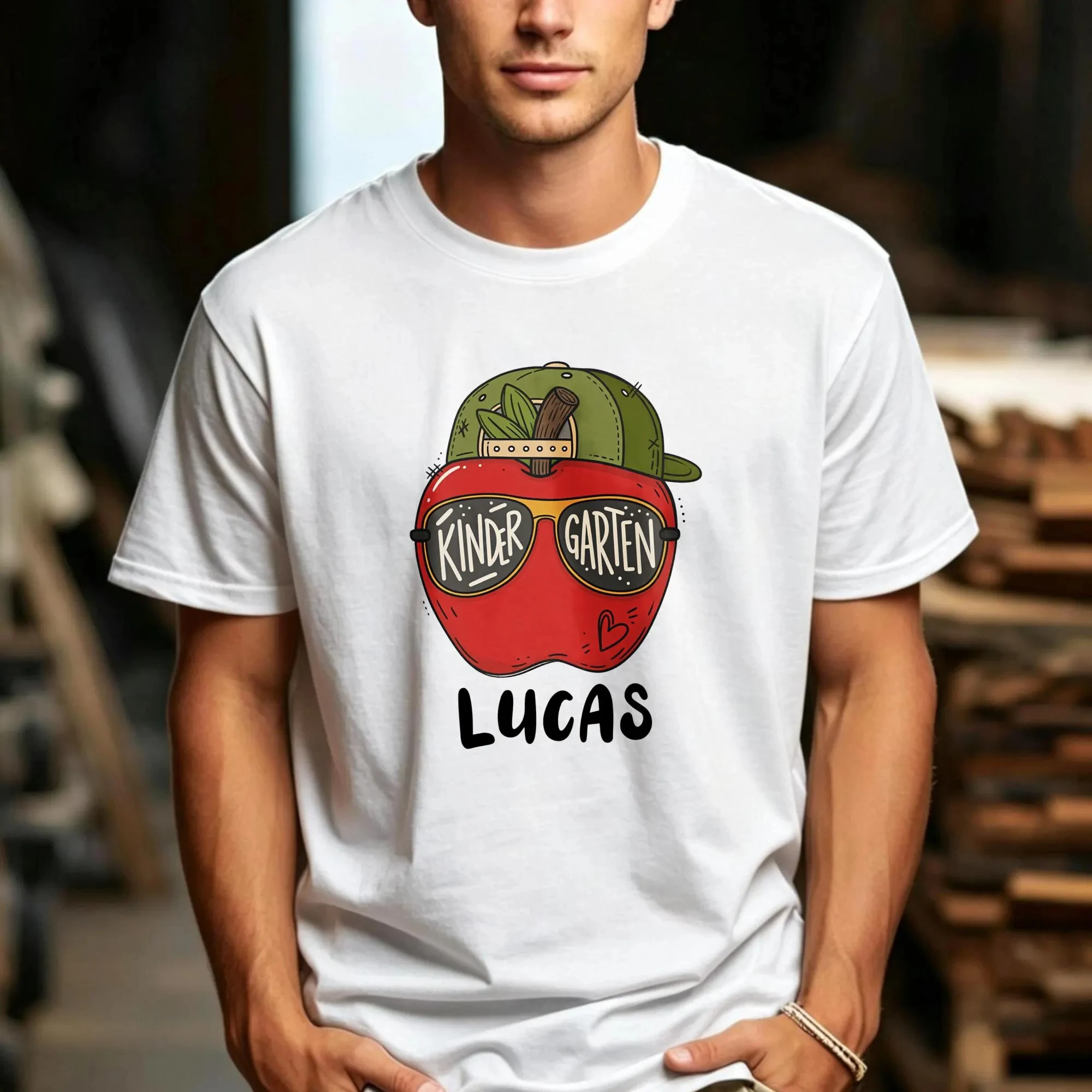 Custom Kindergarten Tee Cool Apple Sunglasses Graphic Top Personalized Back ToSchool Apparel Monogram First Day Classroom Outfit