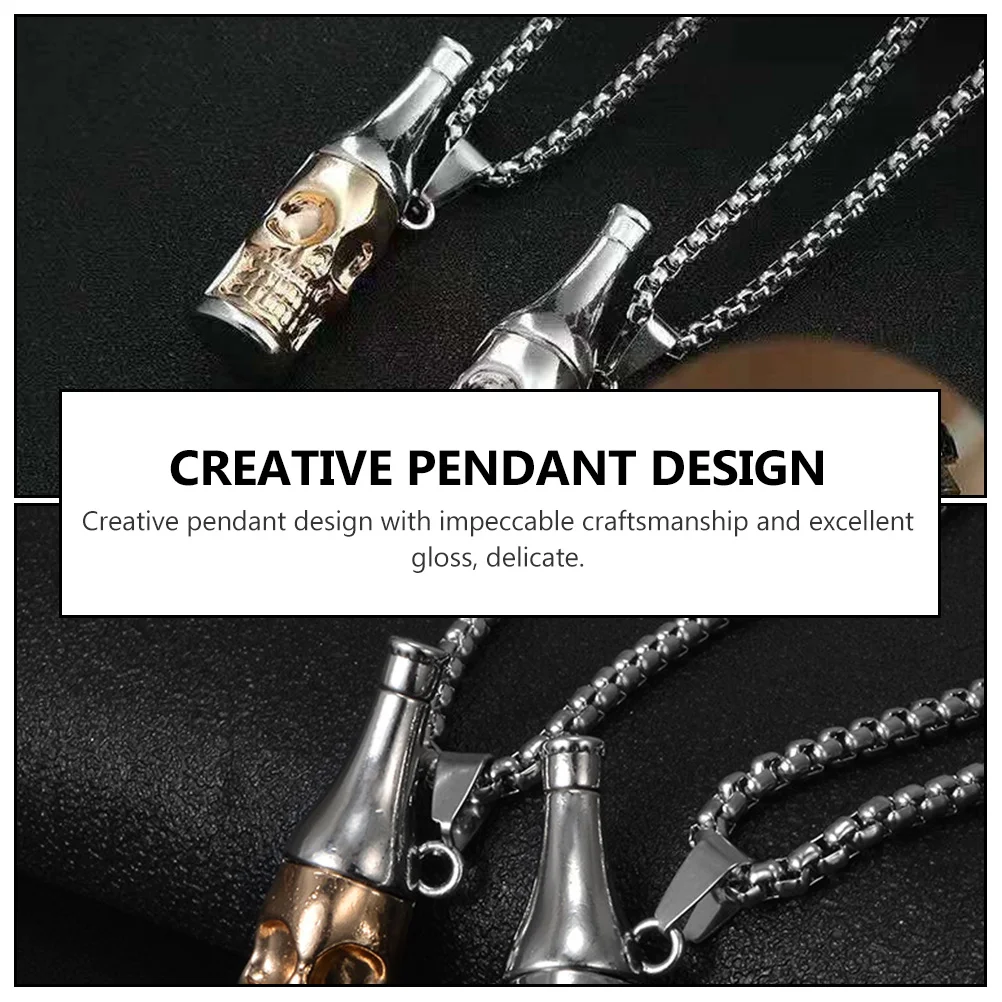 1 pcs Stainless Steel Beer Bottle Corkscrew Pendant Necklace Style Jewelry Accessory Fashionable Stainless for Friends