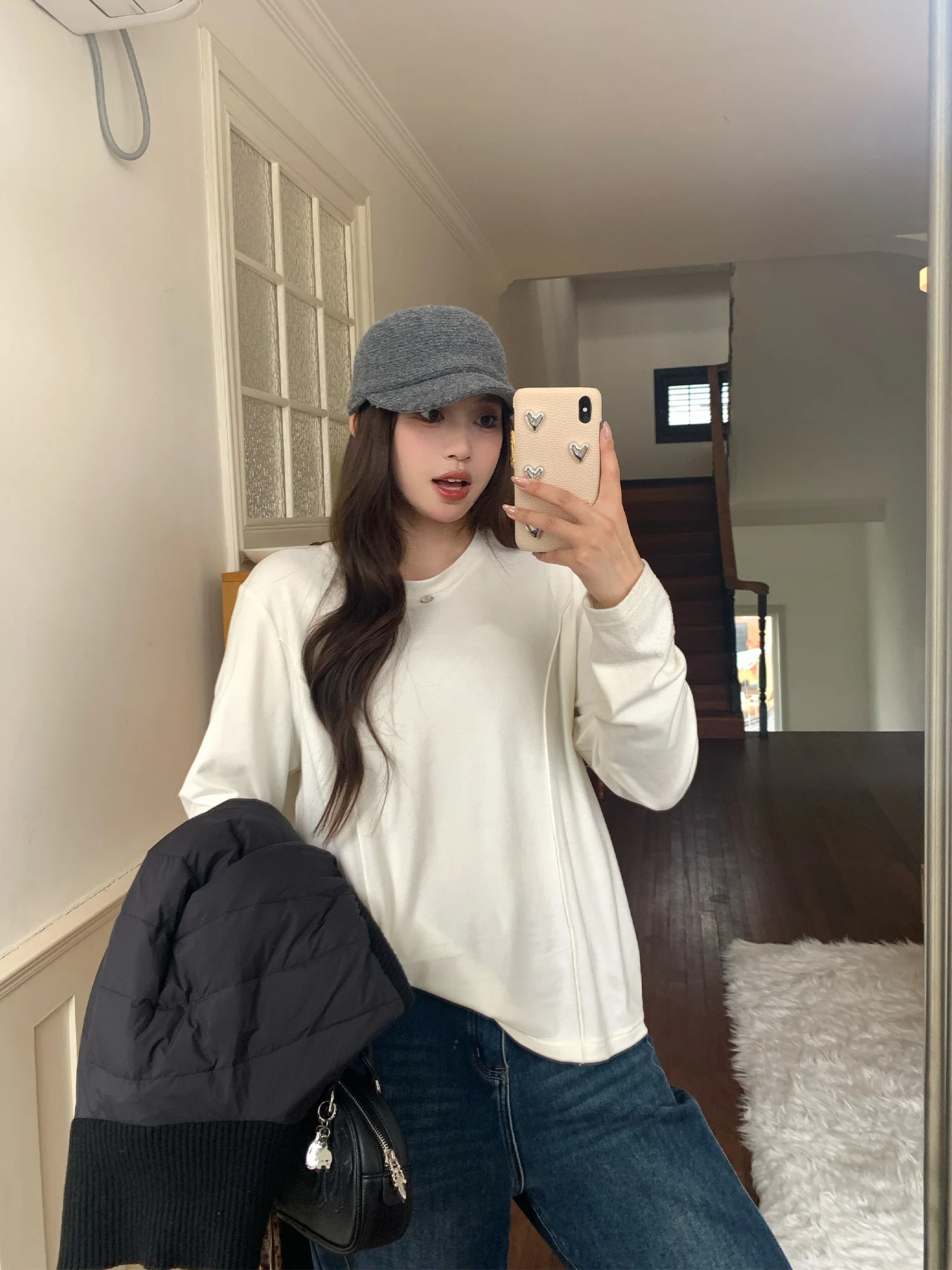 

Зимняя футболка NAZ больших размеров с круглым вырезом и длинным рукавом, легкая, из протеинового флиса, повседневная, универсальная, свободного кроя, однотонная.