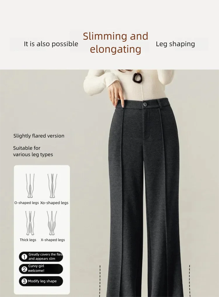 SENTUBILA Damen-Schlaghose 2026 Winter-Wollmischung Fleece-gefütterte Hose Damen Warme Figurformende Mehrfarbige Hose 154KH5839 – Detail 12