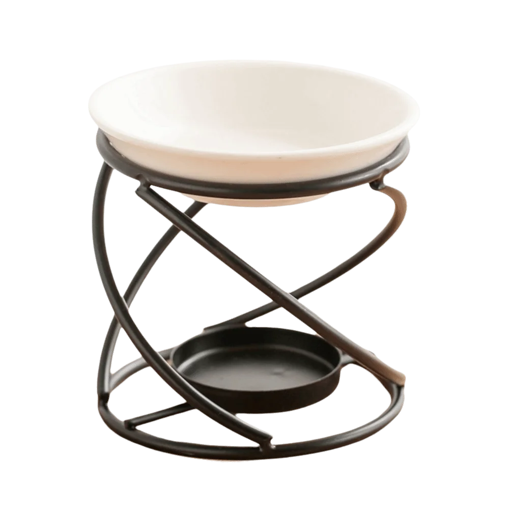 Metal Wax Melt Warmer 3.94x3.86in Ceramics Bowl Included Essential Oil Burner Fast Heat Conduction Industrial Style Design