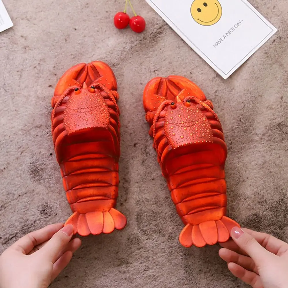 

Creative Non-Slip Lobster Slippers PVC Funny Cartoon Shrimp Slippers Soft Sole Beach Wear Shoes Slides Sandals Seaside