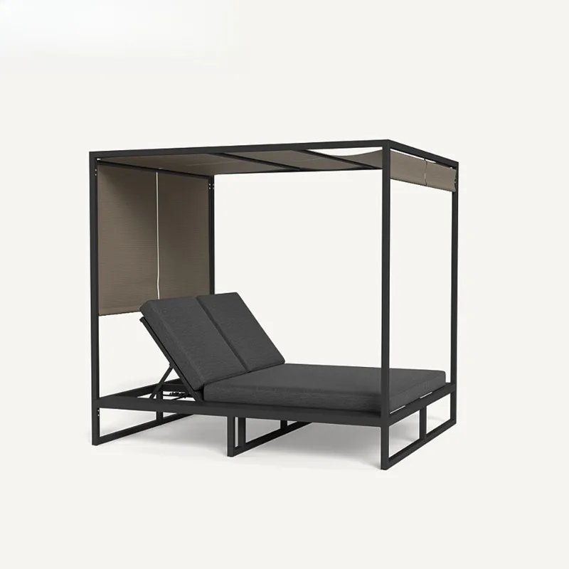Adjustable Modern Design Aluminum Frame Daybed Lounge Sofa Set Comfortable Cushion Outdoor Furniture Farmhouse Courtyard