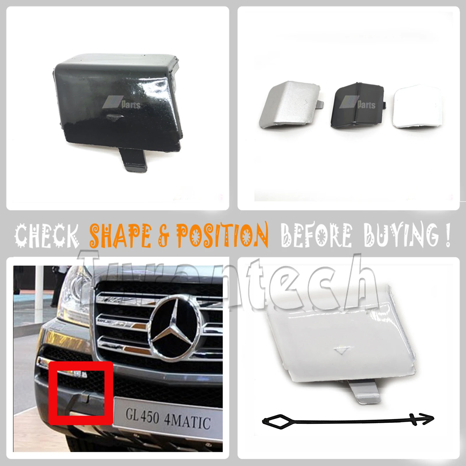 1648840023 for 10-12 Mercedes-Benz GL W164 Sport Line X164 Facelift 320 350 420 450 500 550 63 FRONT TOW COVER