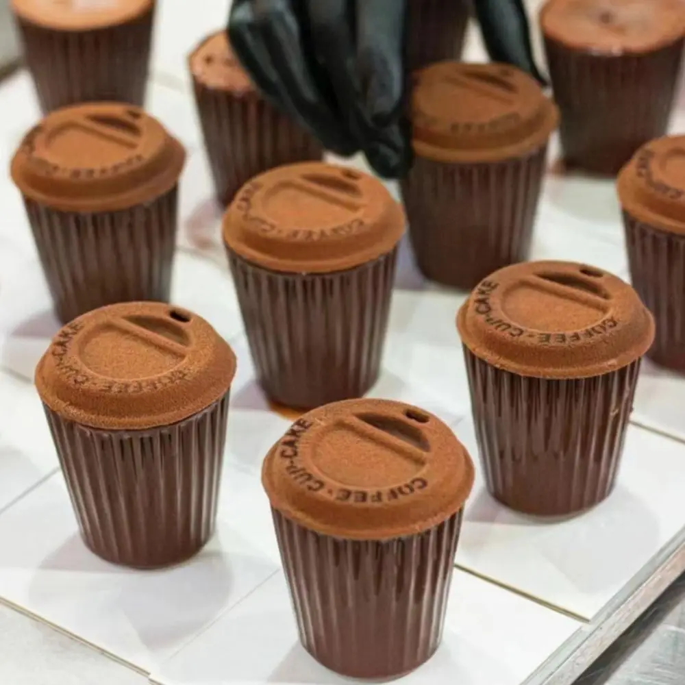 Food-Grade Silicone Baking Cake Molds Reusable Non-Stick Cylinder Cup Mold Coffee Cup Shape Heat-Resistant Mousse Cake Mold