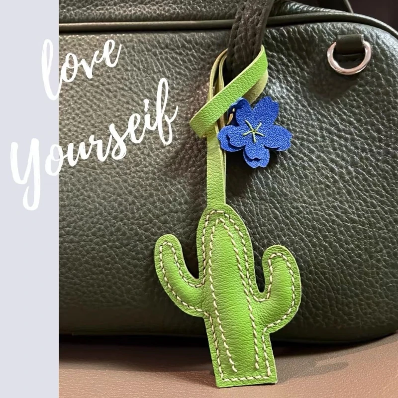 

Unique Genuine Leather Ins Style Cactus Handmade Bag Key Pendant Handbag Crossbody Bag Pendant Cute Birthday Delicate Gifts