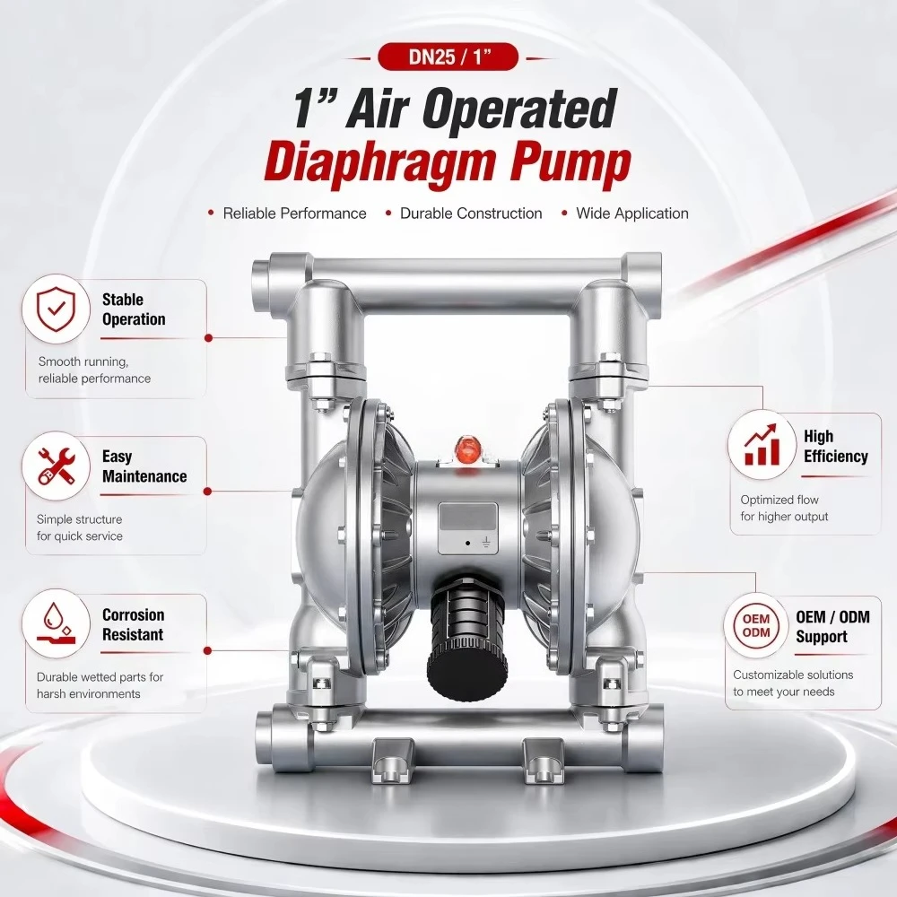 1 Inch 25mm Full 304/316/316L Stainless Steel Pneumatic Double Diaphragm Pump Fuel Oil Water Transfer Pumps
