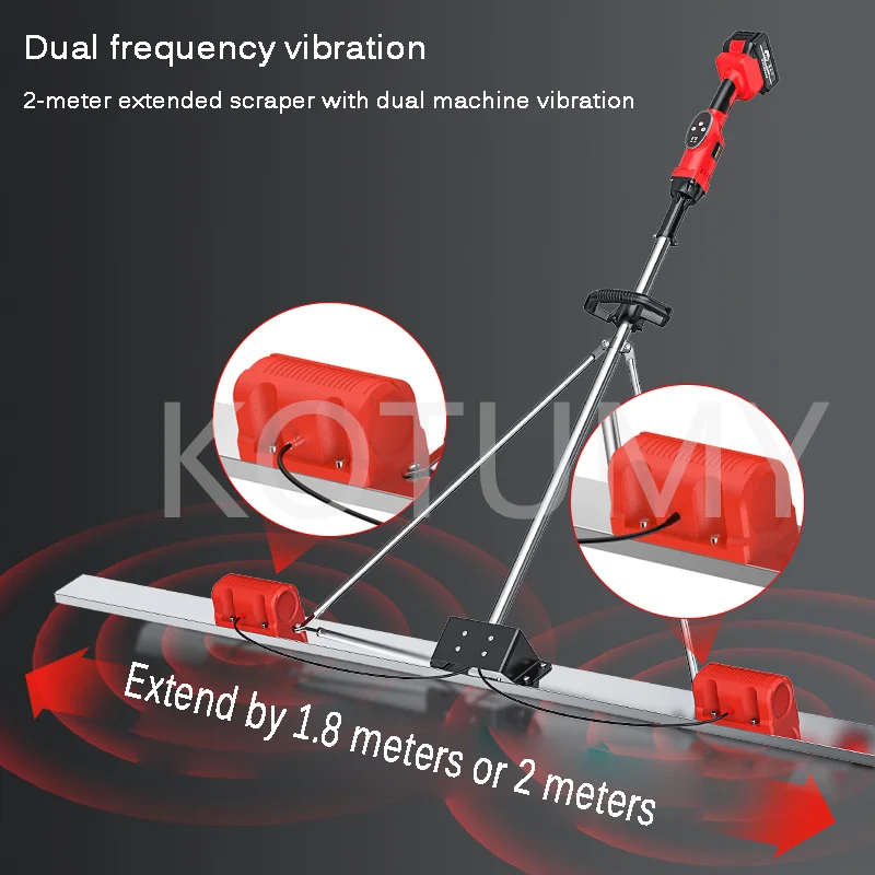 Electric Concrete Polisher level Floor Vibration Ruler Mortar Vibrator Screed Concrete Leveling Machine 48V 1m-2m