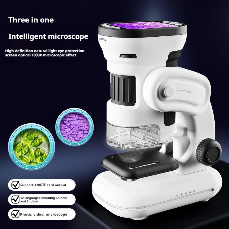 Kids Optical Microscope with Led Light 1000X Observe Digital Microscopic World Science Children Educational Toy