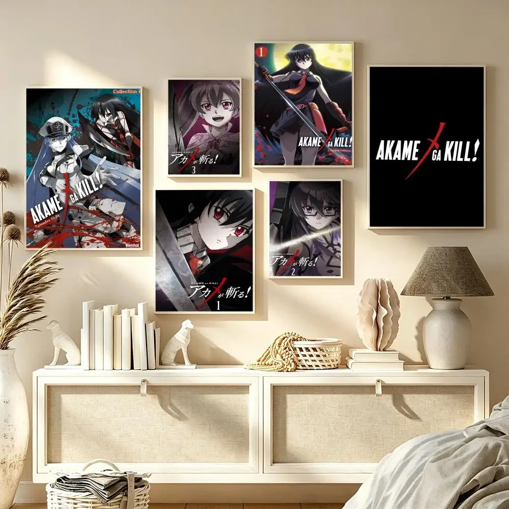 Anime A-Akame Ga KILL Painting Calligraphy Canvas Wall Art Print for Bedroom Living Room Cafe Office Home Decor Picture