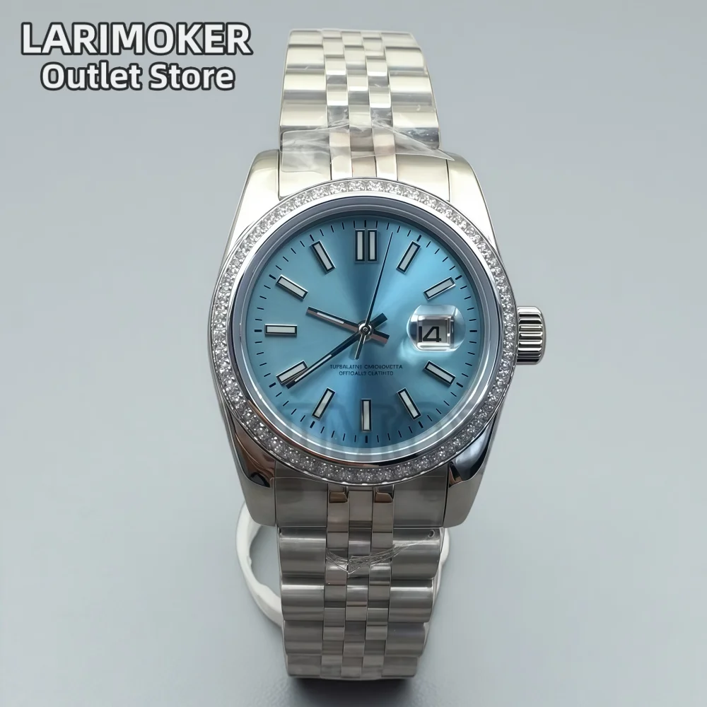 LARIMOKER 31MM Women's Mechanical Diving Watch Diamond Decorative Case Blue Dial Luminous Sapphire Glass NH05 Movement