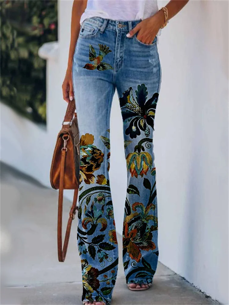 

Retro Niche Design Flared Bottom Blue Jeans for Women Korean Ins High-waisted Straight Wide-leg Trousers Tide Baggy Jeans Female