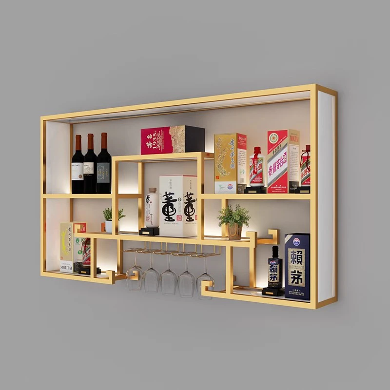 Metal Storage Club Wine Rack Shelf Whisky Buffet Restaurant Unique Holder Bar Cabinet Shelf Cocktail Mueble Para Vino Furniture