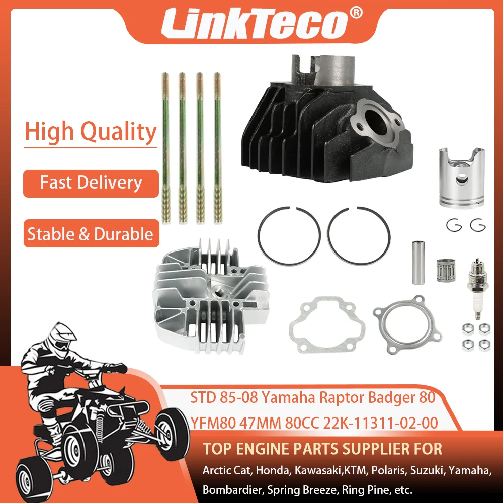85-08 STD Bore 47MM 80CC Cylinder Gasket Piston Ring Kit Replacement For Yamaha YFM80 Raptor Badger 80 80GH 80R 21W-11111-00-00