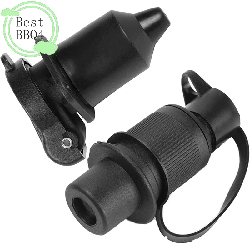 (BBQ4)3 Pin 12V Trailer Socket Connectors Round 3 Pole Plug-in Trailer Tractor Plug for Electrical Caravan Truck