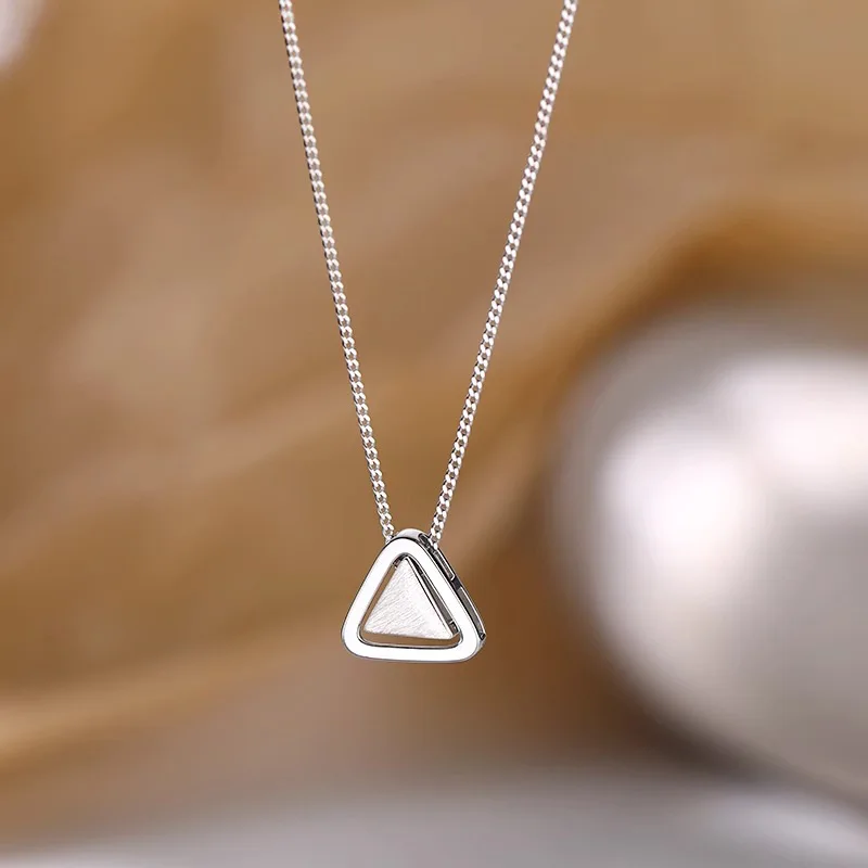 925 Sterling Silver Necklace Triangle Geometric Simple Pendant Adjustable for Women Girl Jewelry Gift Dropshipping Wholesale