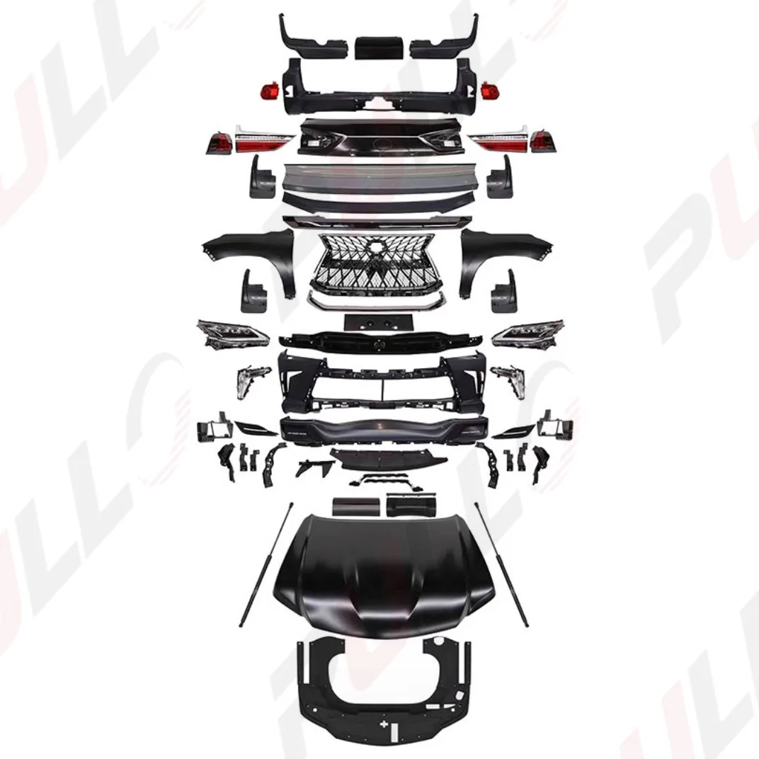 Body kit for Lexus LX570 2008-2015 upgrade to 2020 style include front and rear bumper with grille and auto lamps hood