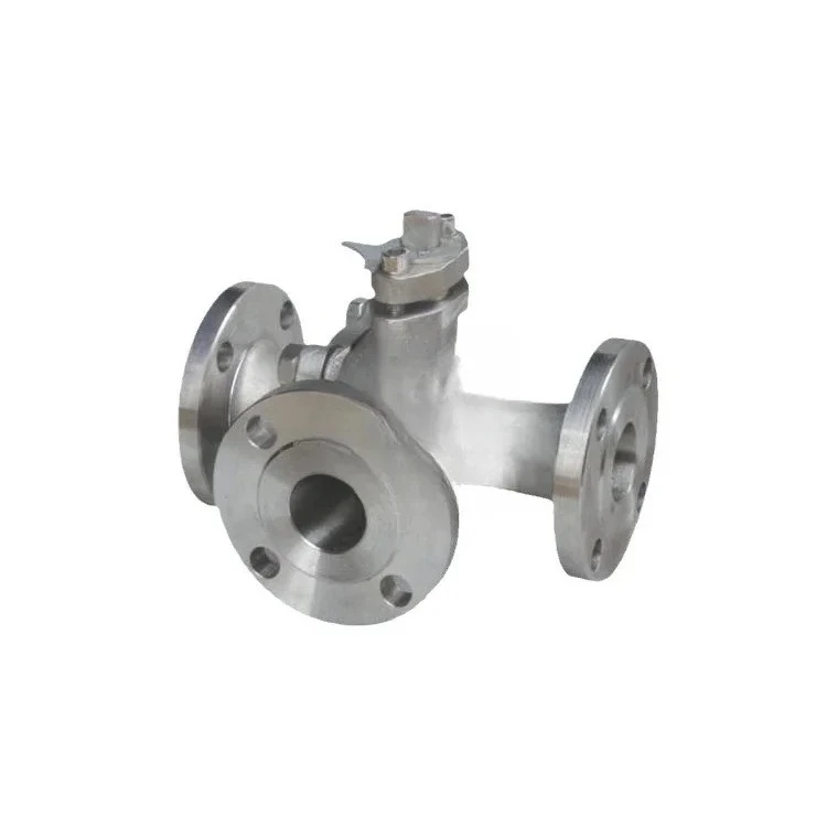 Stainless steel L-shaped three-way flanged ball valve