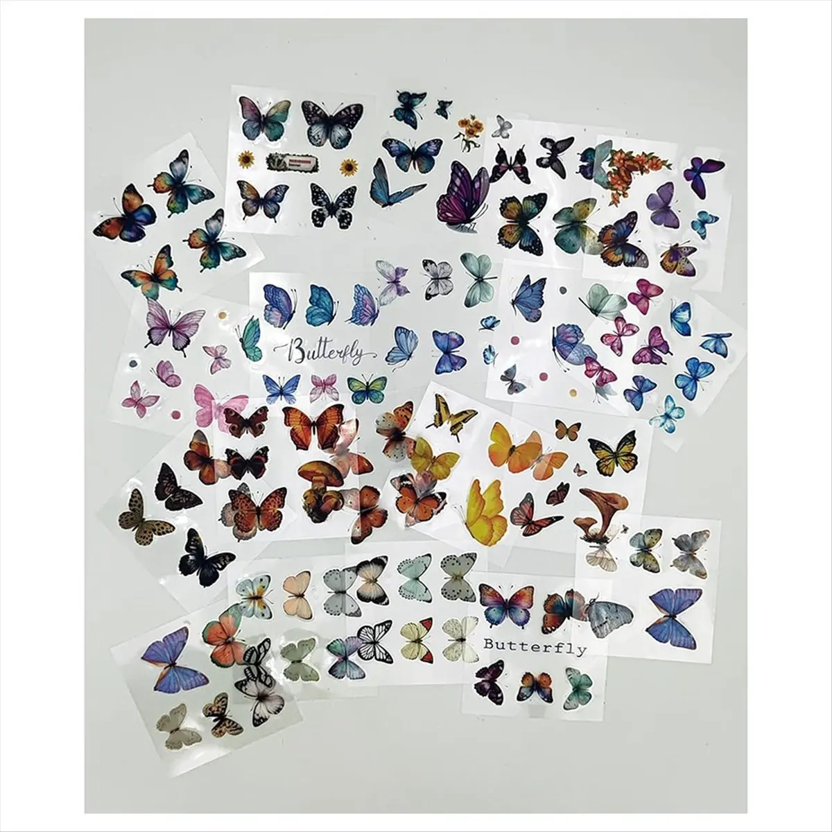 FTGT-100 Sheets Vintage Butterfly Plant Flower Scrapbook Stickers for Junk Journal Supplies,Nostalgia Handbook