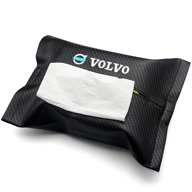 Leather Tissue Box Car Seat Back Sunshade Hanging Tissue-Bag Buckle Strap For Volvo XC60 XC90 S60 S80 S60L V40 V60 AWD V90 V70