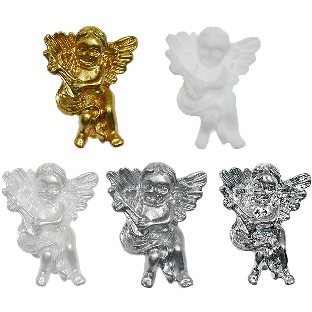 20pcs Gold White Angel Baroque Kawaii Retro Manicure Charms 3D Resin Cupid Relief Pearl Manicure Jewelry For DIY Nail Decoration