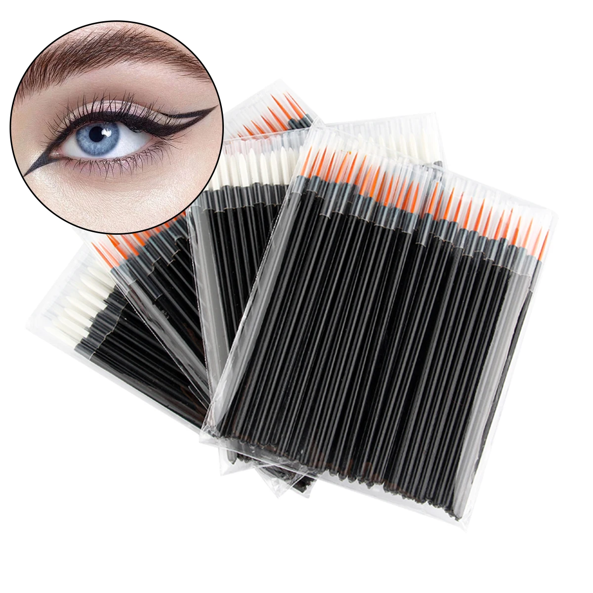 50PCS Eyeliner Brushes Eyelashes Eyebrow Brushes Thin Tip Applicator Eyeliner Wand Women Makeup Brush Cosmetic for Beauty