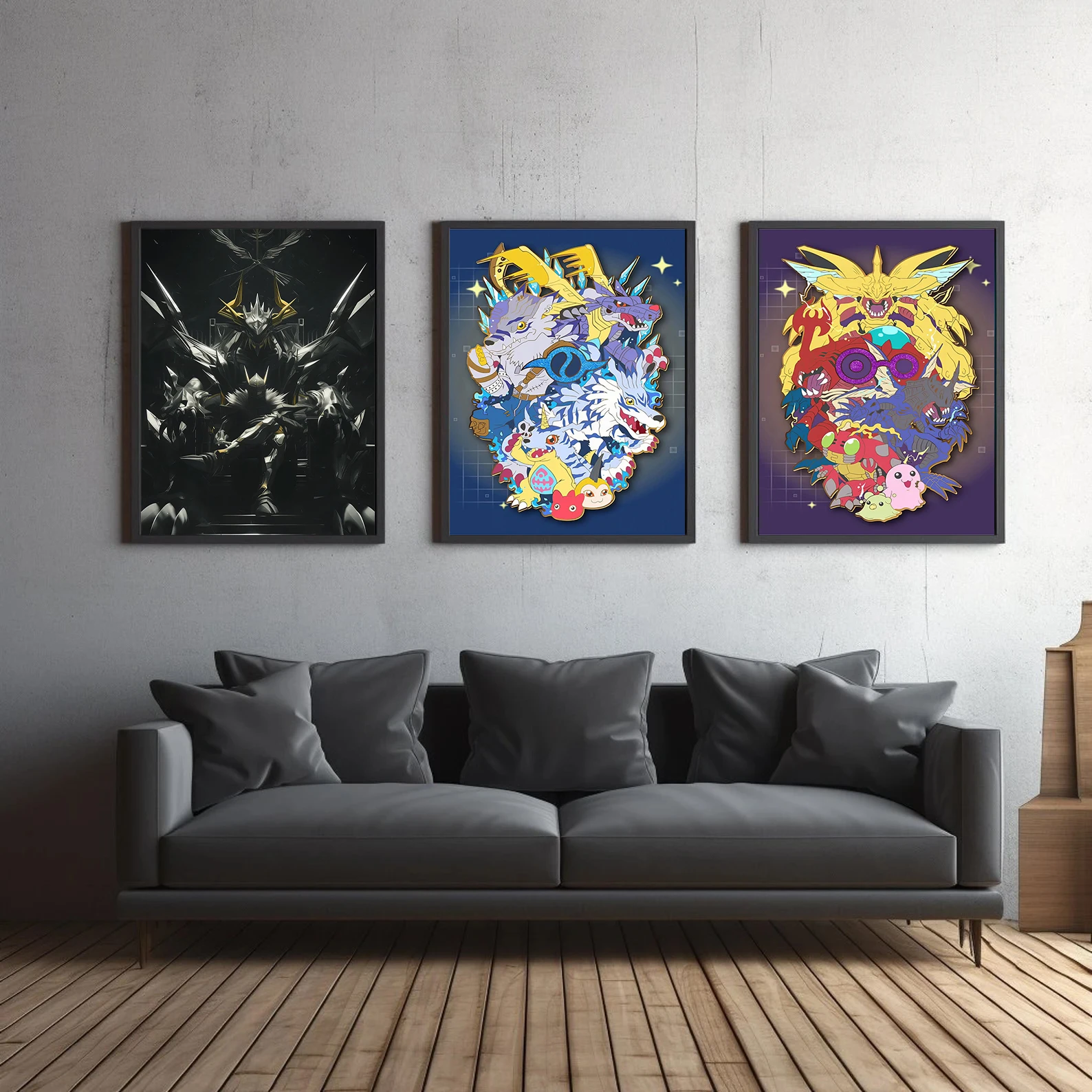 Self-adhesive Poster Digital Monster Anime Stickers Wallpaper Agumon Figures Home Decoration Painting Wall Room Decor Kid Gift