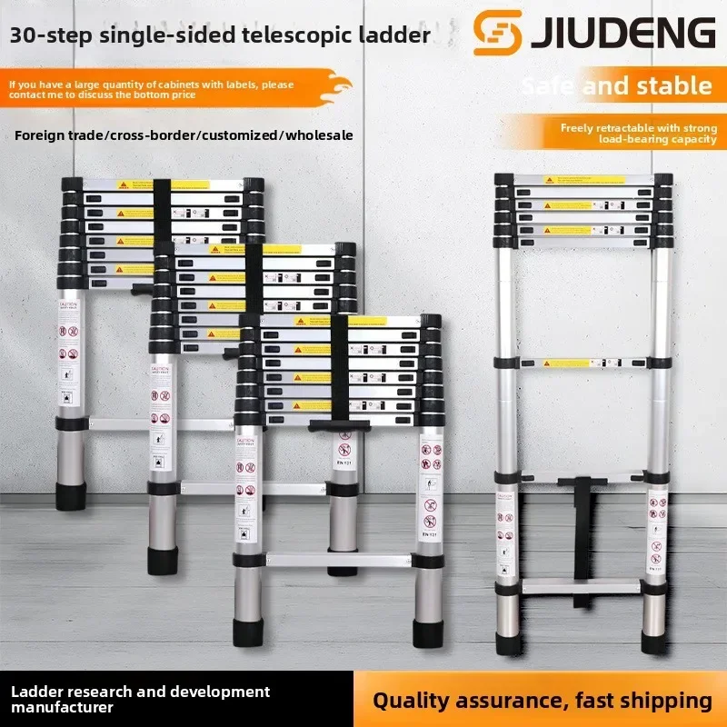 Manufacturer customizes single-sided aluminum alloy telescopic ladder aluminum alloy single-sided folding ladder household