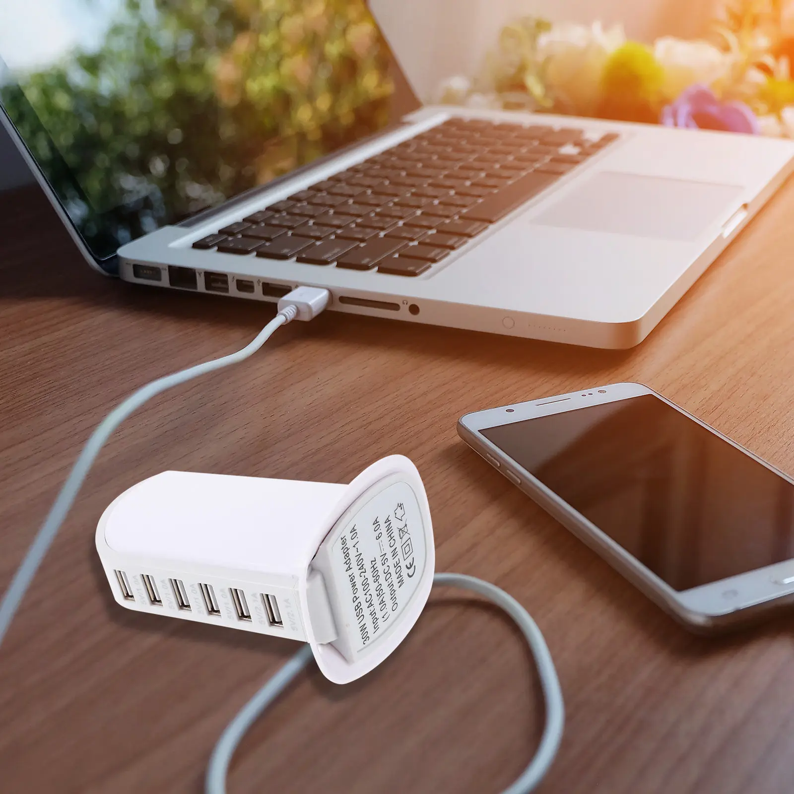 

Desktop Charging Station 6 Ports Multi USB Station Us Plug Overcharge Over Voltage Protection USB Charging