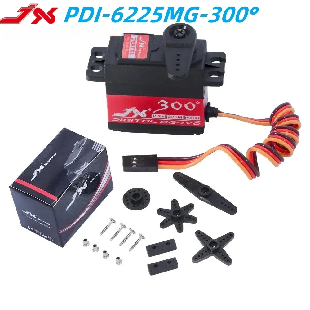 JX PDI-6225MG-300 °   300 graus 62g 25kg 4.8-6V 0.21Sec Servo digital de engrenagem de metal de alta precisão para carros RC aeronaves de braço robô