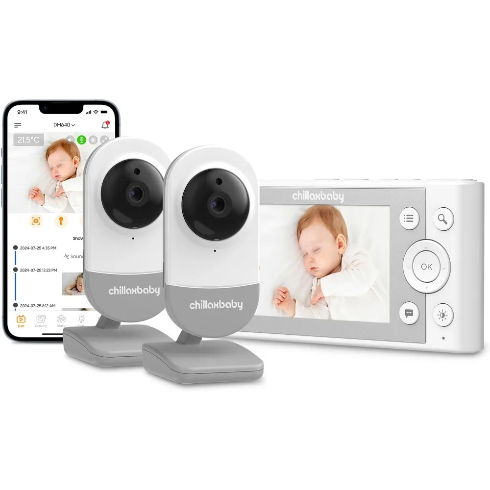 Chillax Daily Video Baby Monitor - WiFi Smart Baby Monitor with Two Cameras & Parent Unit,App Support,HD Camera, Privacy Protect