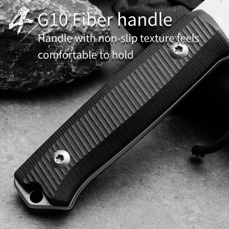 HUANGFU  Outdoor knife wilderness survival adventure rescue knife fixed blade hunting knife man gift G10 handle