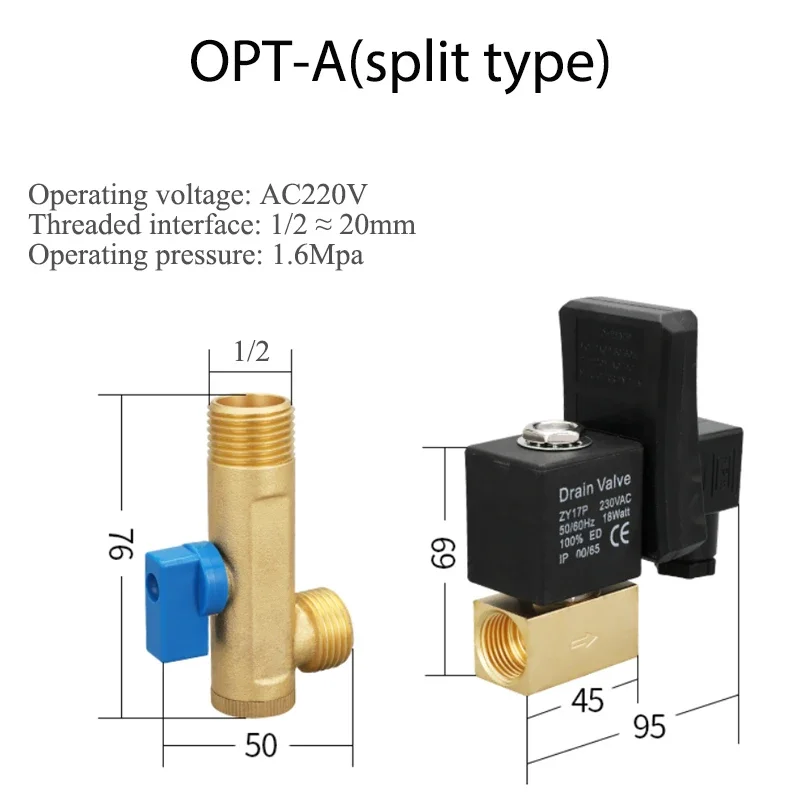 صمام لولبي Split Electronic Automatic Drain Valve Timer, Solenoid Valve for Air Compressor and Refrigerated Dryer, Air Tank Drying صمامات أخرى — تفصيل 3