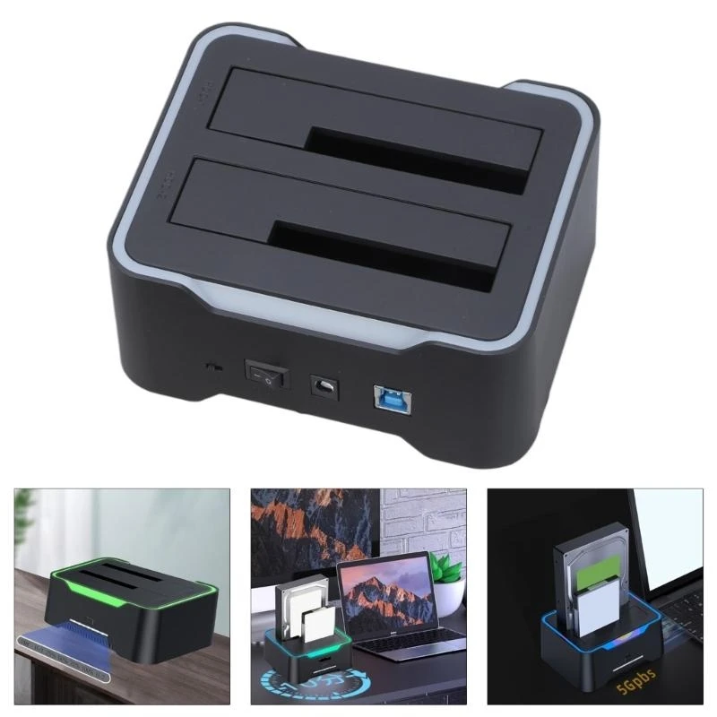 Two Bay USB3.0 Stasiun Docking Hard Drive Advanced Untuk Disk 2.5 Inch 3.5 inci