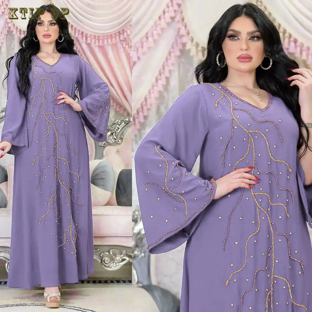 

Eid Nida Muslim Dress for Women, Dubai Abaya Jalabiya, Rhinestone Hijab Dresses, Moroccan Kaftan, Islam Party Clothes, Fashion