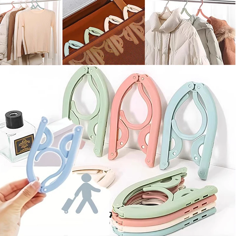 5-30pc Travel Foldable Hangers Portable Clothes Hanging Rack Space Saving Ultra Light Clothes Hanger Random Color Home Rack