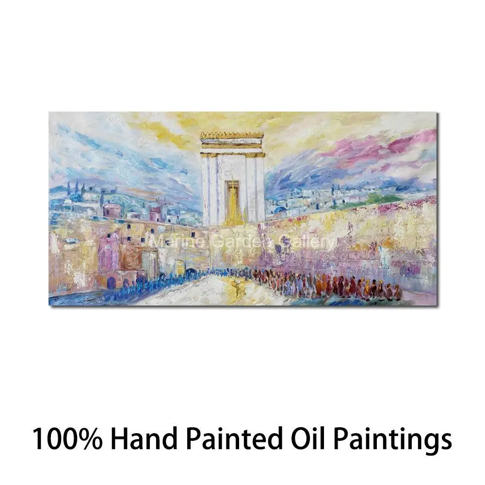 Textured Jerusalem Canvas Art Hand Painted Western Wall Aabstract Kotel Artwork Judaic Painting Sitting Room Decor Jewish Gift