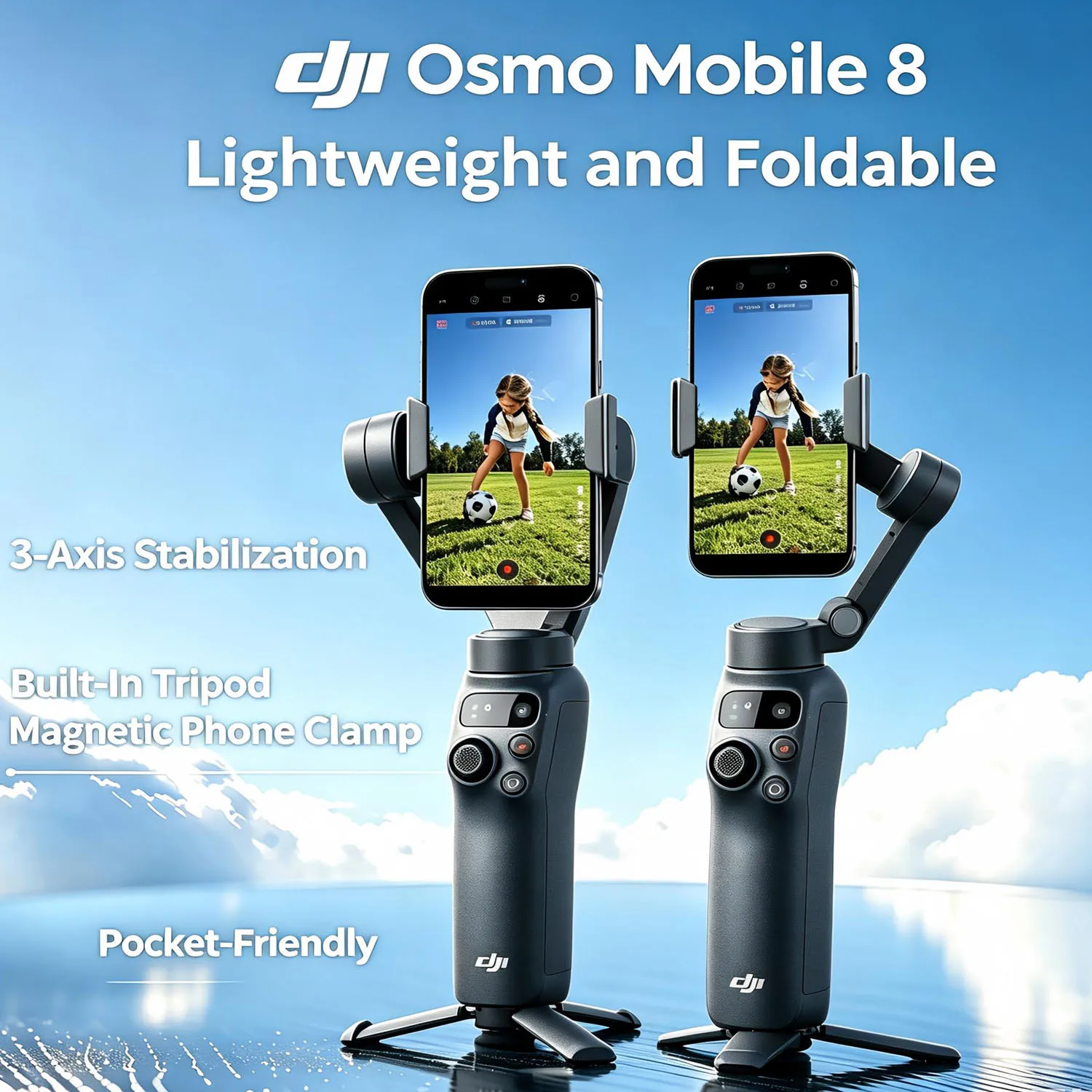DJI Osmo Mobile 8 Advanced Tracking Combo Gimbal Stabilizer for Phone, AI Native Tracking with Audio & Lighting, 360° Pan Rotation, Built-in Extension Rod & Tripod, 10h Battery, Extension Rod