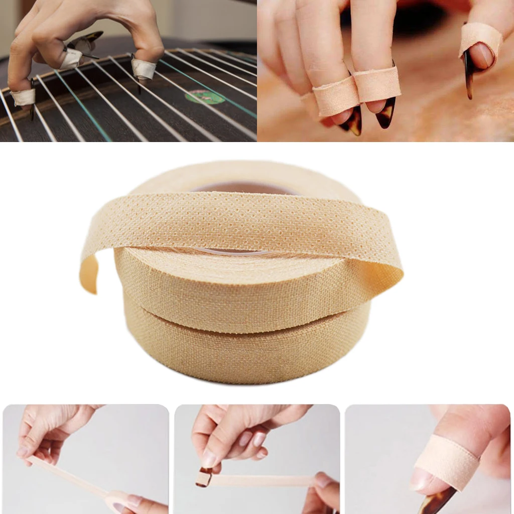 5 Rolls 500cm Roll Adhesive Tape Finger Protector Breathable Cotton For Chinese Guzheng Finger Nails Picks Koto Accessories