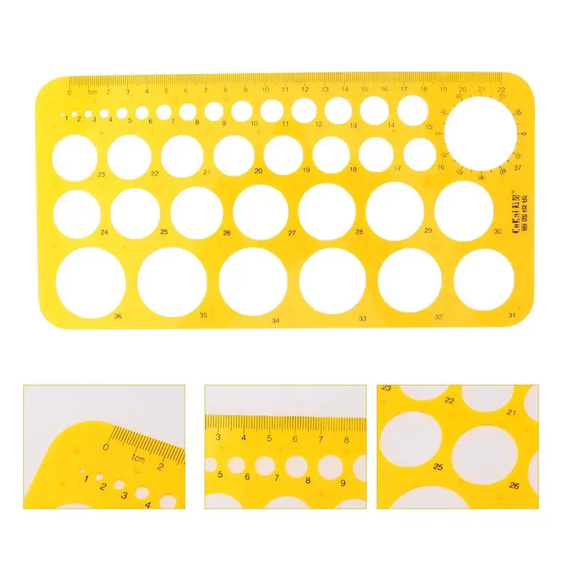 Plastic Measuring Ruler Size Template Kit Transparent Colored Ruler Circle Wheel Drafting Measuring Template For School