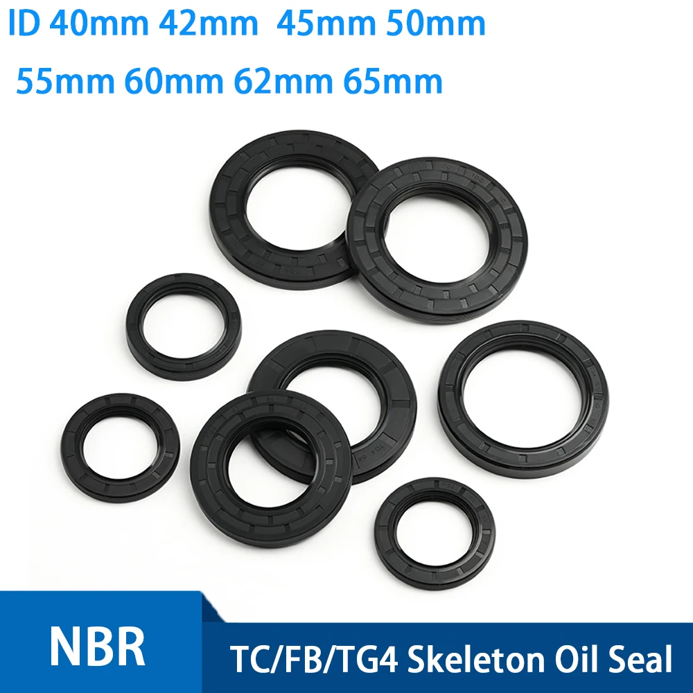 

1-10Pcs ID 40mm-65mm TC/FB/TG4 NBR Oil Seal OD55mm-95mm Height 5mm-12mm Nitrile Rubber Shaft Double Lip Gasket With Spring