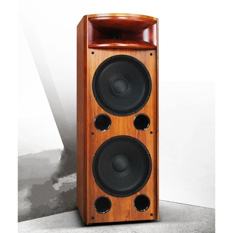 

H18 Solid Wood Cabinet Horn Loaded Floor Speakers, Dual 12" Woofers + Horn Tweeter, Hi-Fi Audiophile Passive Tower for Tube Amp