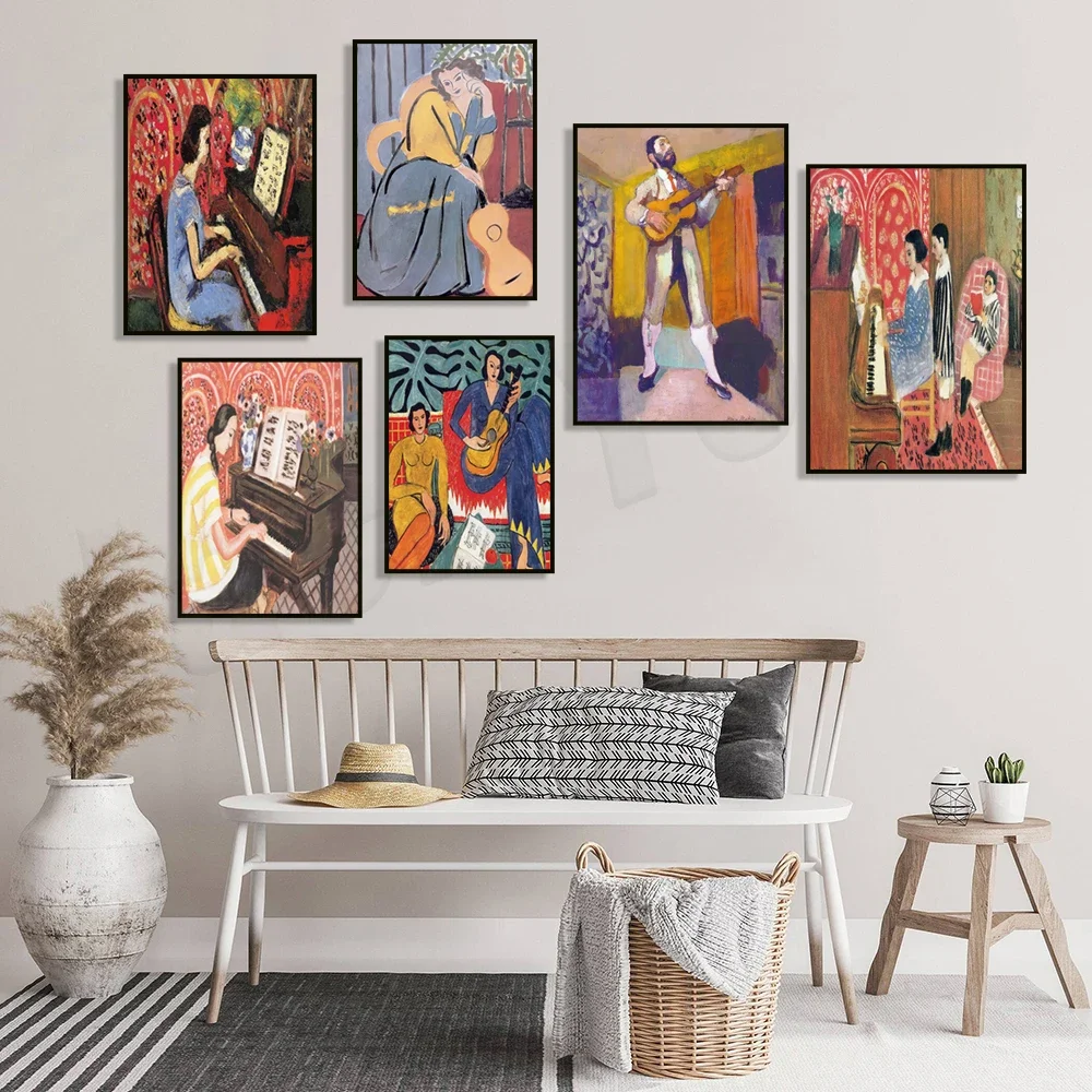 Vintage music paintings Matisse prints, music gifts guitar, piano art, piano violin guitar posters, Matisse exhibition prints