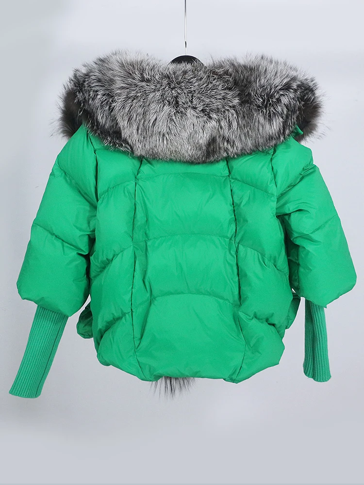 OFTBUY New White Duck Down Jacket Winter Women Warm Loose Coat Natural Real Fox Fur Collar Thick Luxury Outerwear New Fashion