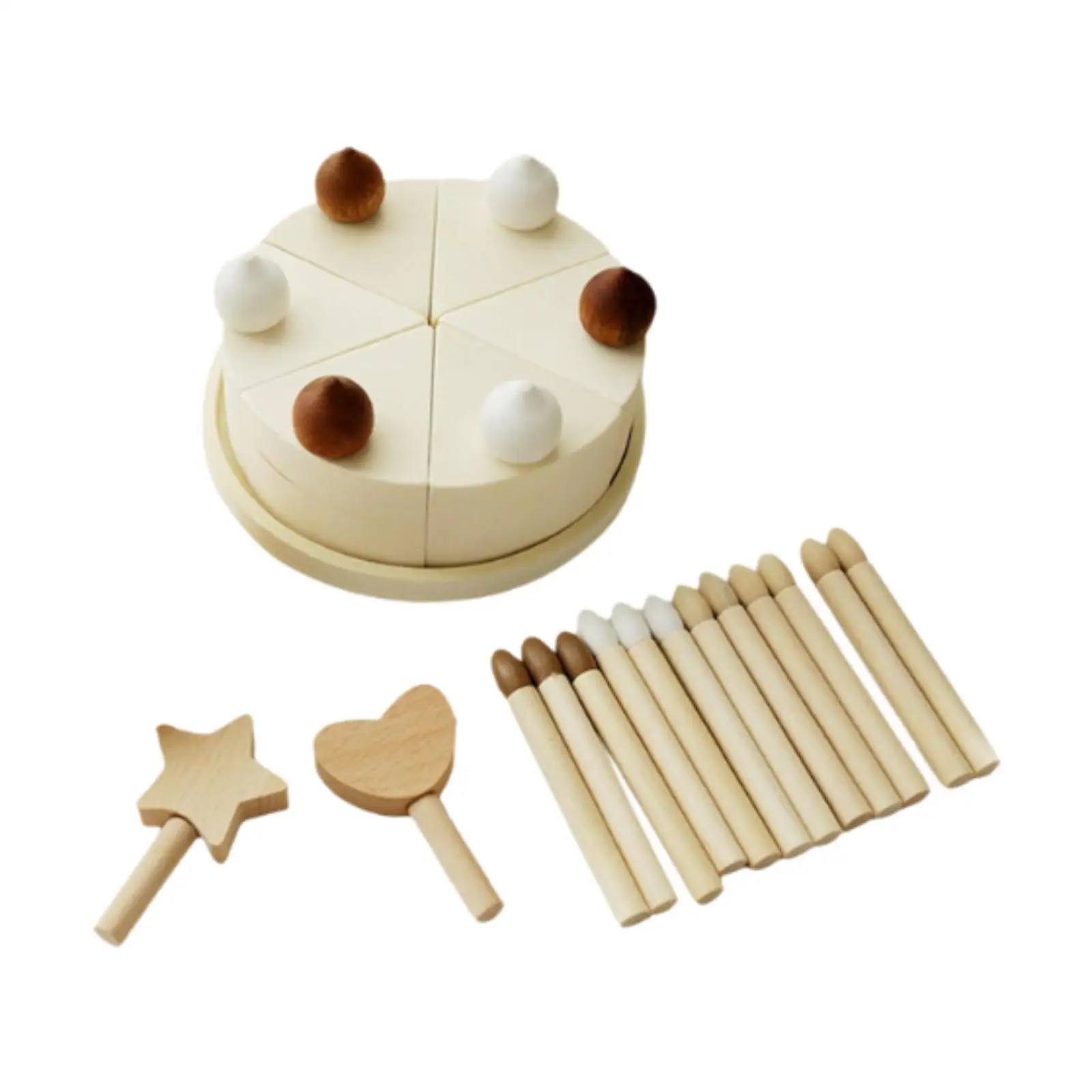 Wooden Birthday Cake Toys Pretend Play for Children Ages 3+ Birthday Gifts