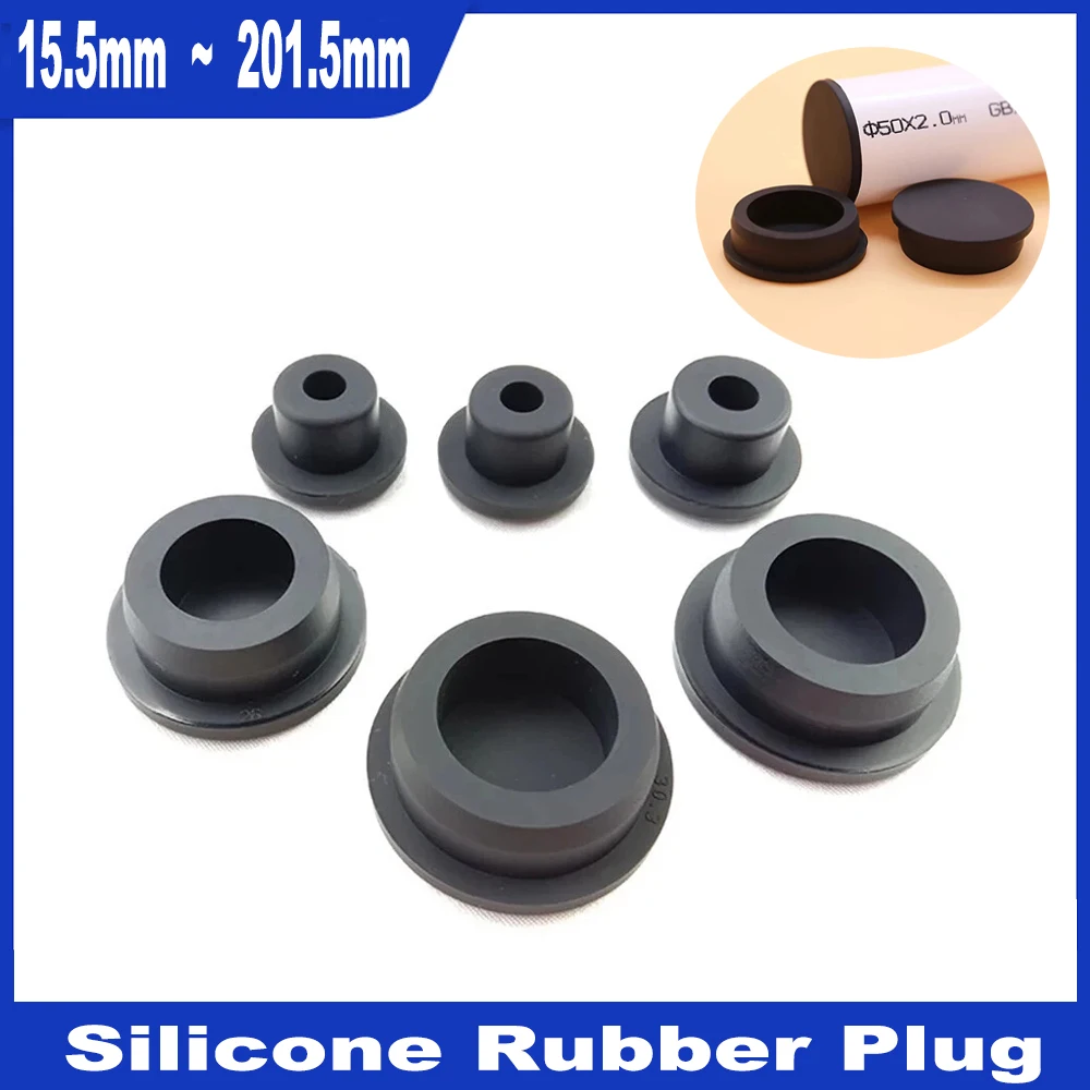 

Black Silicone Plug Circular Rubber Plug Elastic Sealing Plug Circular Pipe Hole Bore 15.5mm-201.5mm